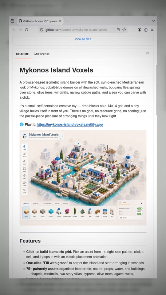 Mykonos Island Voxels — browser-based Greek island builder